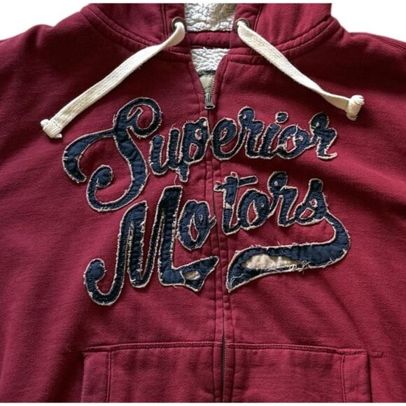Roebuck & Co Superior Motors Maroon Sherpa Hoodie XXL  Distressed Lettering - Picture 2 of 8